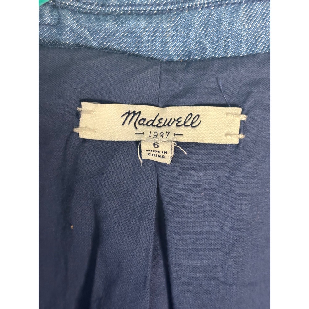 Madewell Womens Cotton‎ Linen Chambray Blazer Blue Single Button Jacket Size 6 - Picture 2 of 5
